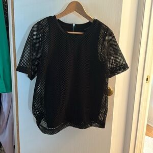 Black mesh banana republic shirt with back zipper.